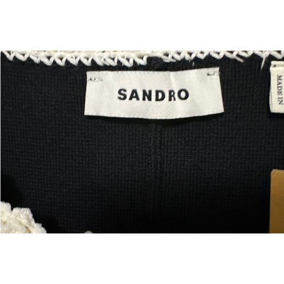 SANDRO Blossom Crochet-Trim Stretch Knit Maxi Dress Size 42 US 10 New with tag - Picture 5 of 6